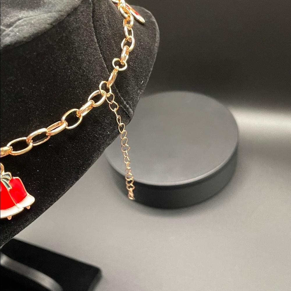 Christmas Charm Necklace with Red and Green Beads - 14.5”-17.5” - Picture 5 of 5